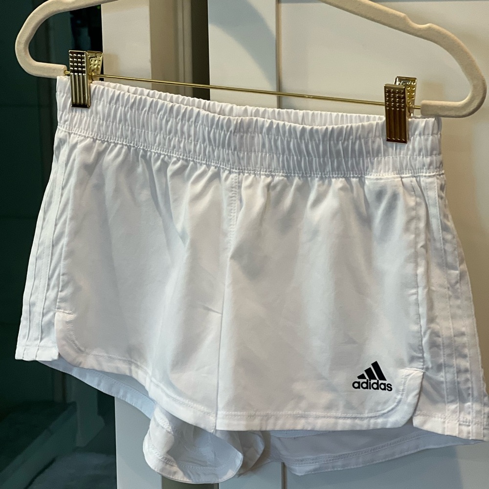 Adidas White Athletic Shorts with Elastic Waistband